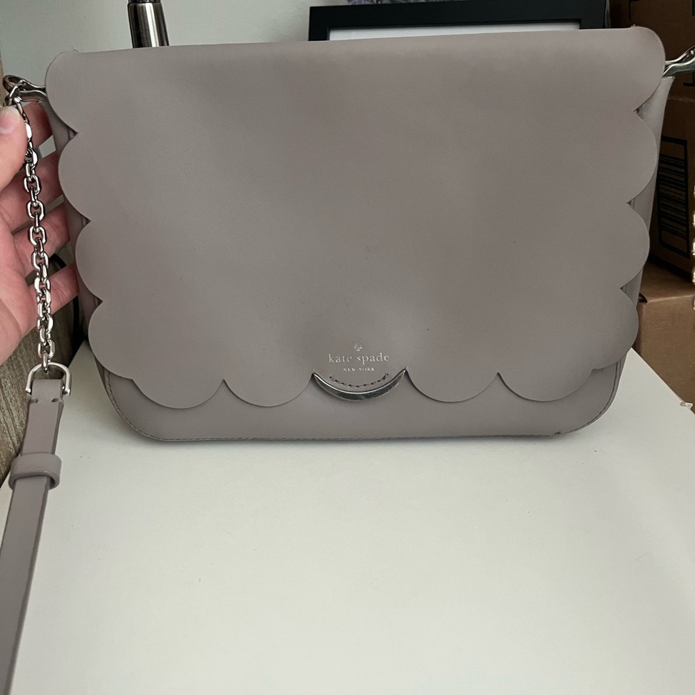 Kate Spade Taupe Scalloped Crossbody Bag